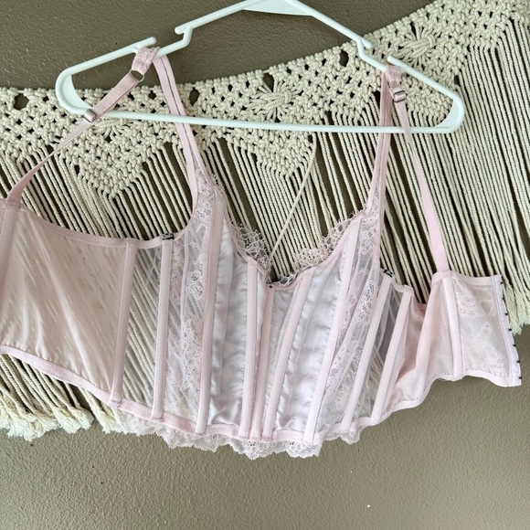 Victoria’s Secret DREAM ANGELS pink eyelash lace Corset Bustier Top EUC large C - Picture 9 of 12